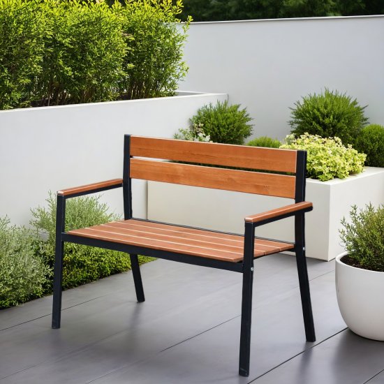 Скамья садовая Эрвин 117x55x87 см металл черный/оранжевый