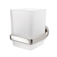 Стакан для ванной WasserKraft Tauber с держателем стекло матовый/металл никель (K-64428)