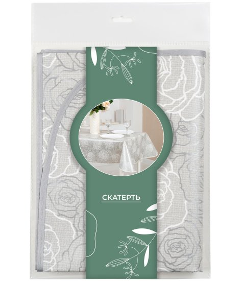 Скатерть Розы 135x160 см цвет серый