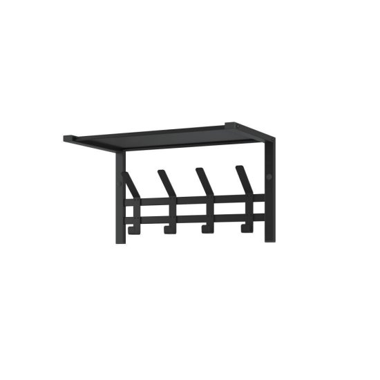 Вешалка настенная с полкой металлическая 4 крючка черная ЗМИ Торонто 11