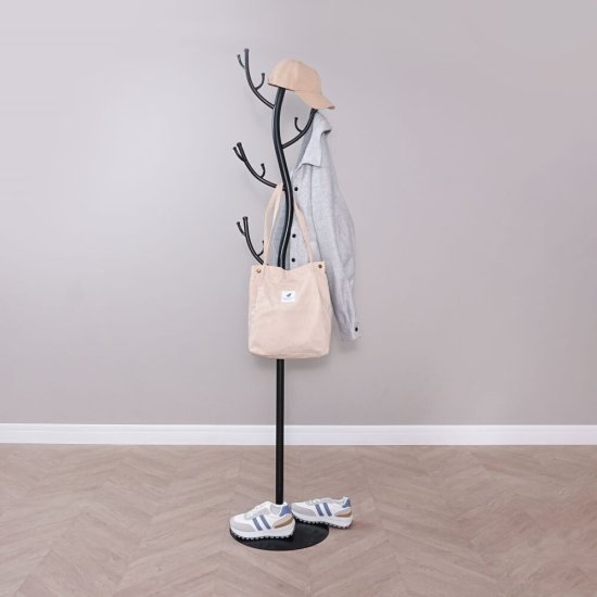 Вешалка напольная металлическая 15 крючков черная ЗМИ Дерево