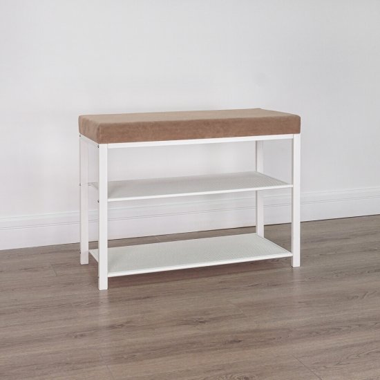 Банкетка для обуви с сиденьем белая/бежевая ЗМИ Торонто 23S