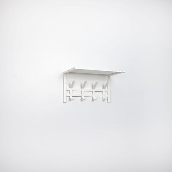 Вешалка настенная с полкой металлическая 4 крючка белая ЗМИ Торонто 11