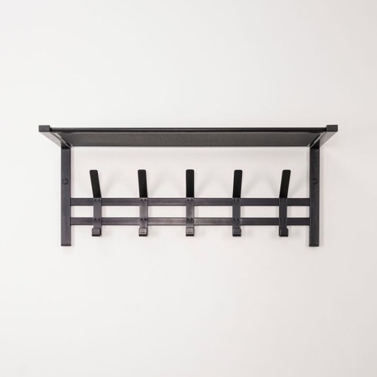 Вешалка настенная с полкой металлическая 5 крючков черная ЗМИ Торонто 21