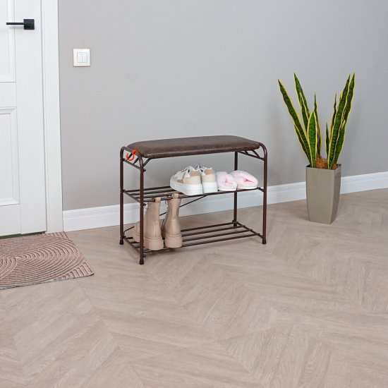 Банкетка для обуви с сиденьем коричневая ЗМИ Альфа 23