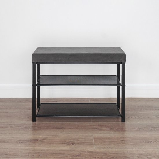 Банкетка для обуви с сиденьем черная/серая ЗМИ Торонто 23S