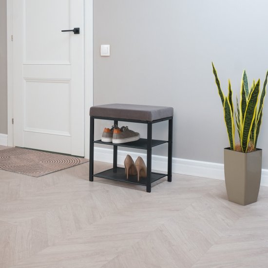 Банкетка для обуви с сиденьем черная/серая ЗМИ Торонто 13S