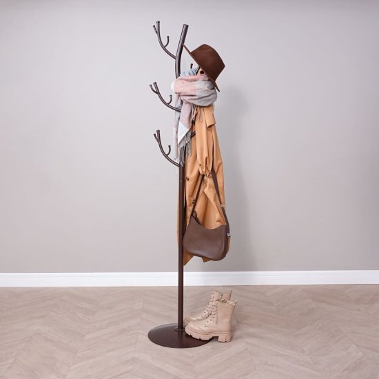 Вешалка напольная металлическая 15 крючков коричневая ЗМИ Дерево