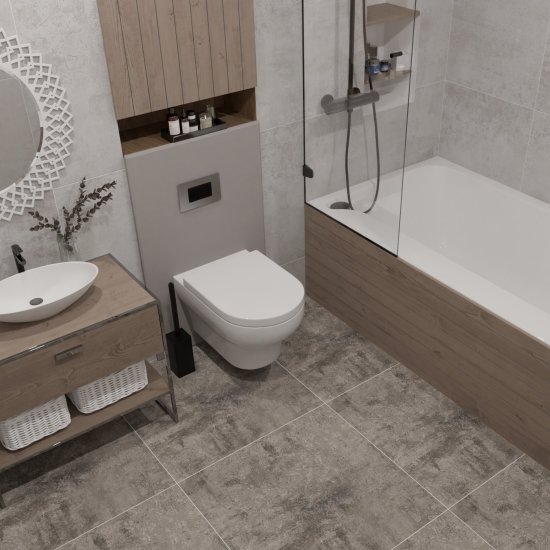 Глазурованный керамогранит Аксима Омаха 60x60 см 1.44 м² матовый цвет серый