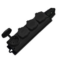 Розетка штепсельная UNIVersal четверная с заземлением IP44 черная