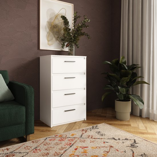 Комод Лион 4 ящика 60х100.2х41.7 см ЛДСП цвет белый
