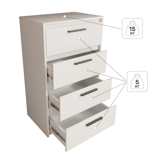 Комод Лион 4 ящика 60х100.2х41.7 см ЛДСП цвет белый