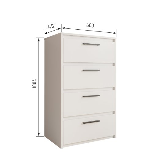 Комод Лион 4 ящика 60х100.2х41.7 см ЛДСП цвет белый