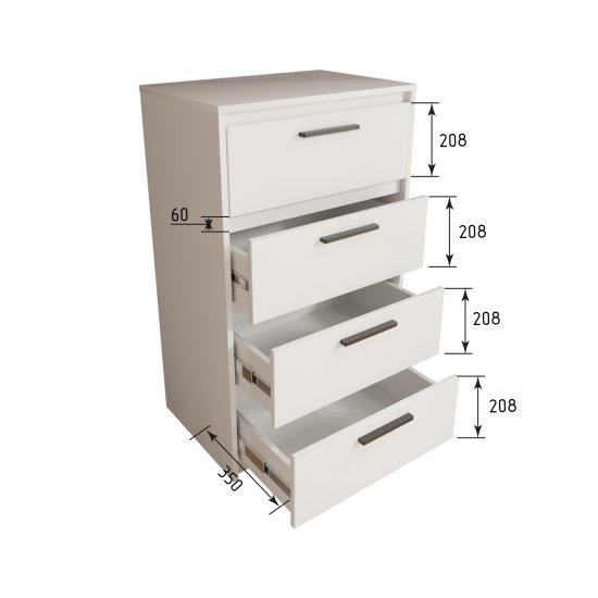 Комод Лион 4 ящика 60х100.2х41.7 см ЛДСП цвет белый