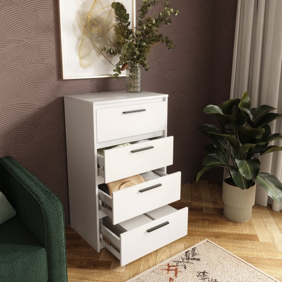 Комод Лион 4 ящика 60х100.2х41.7 см ЛДСП цвет белый