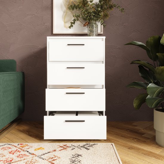 Комод Лион 4 ящика 60х100.2х41.7 см ЛДСП цвет белый