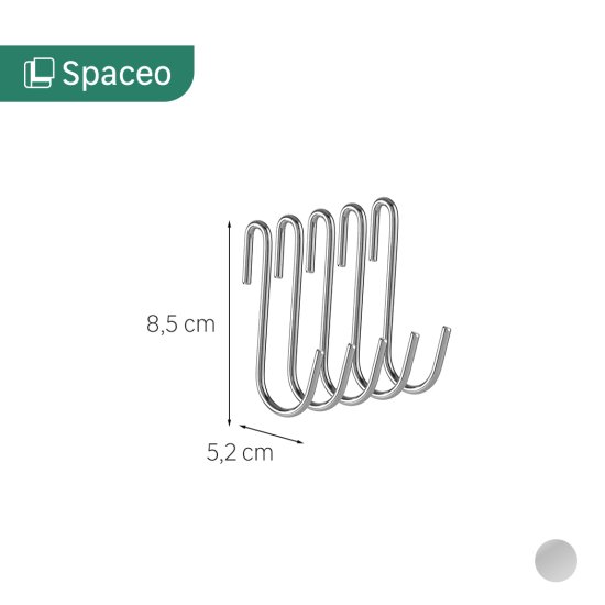 Крючок для стеллажа KONSENSA цвет хром 5 шт.