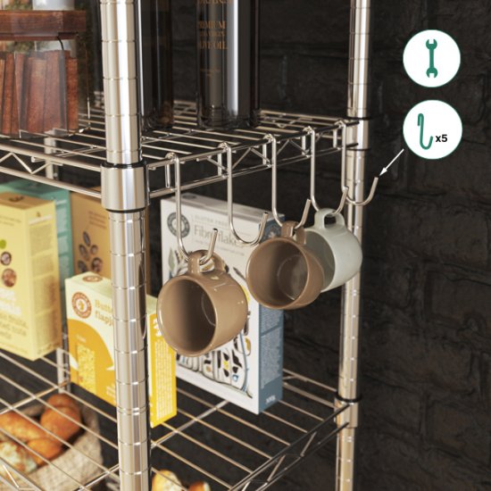 Крючок для стеллажа KONSENSA цвет хром 5 шт.