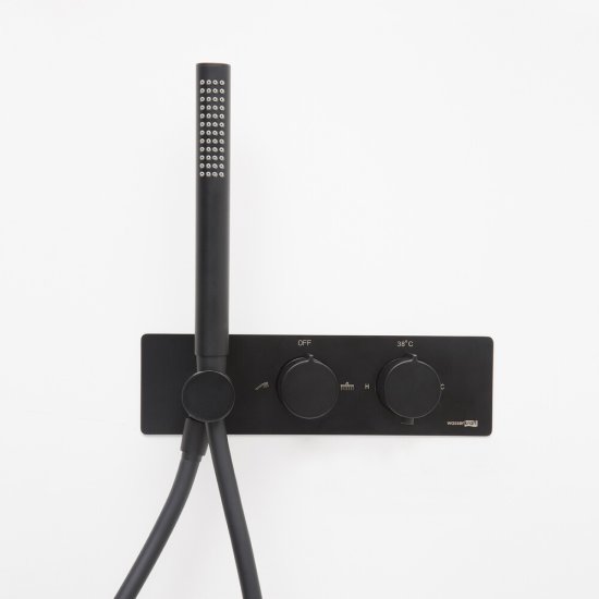 Смеситель для душа встраиваемый WasserKraft Elbe термостатический с переключателем с лейкой черный (7488 Thermo)