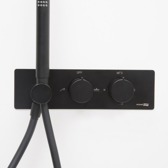 Смеситель для душа встраиваемый WasserKraft Elbe термостатический с переключателем с лейкой черный (7488 Thermo)
