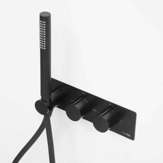 Смеситель для душа встраиваемый WasserKraft Elbe термостатический с переключателем с лейкой черный (7488 Thermo)