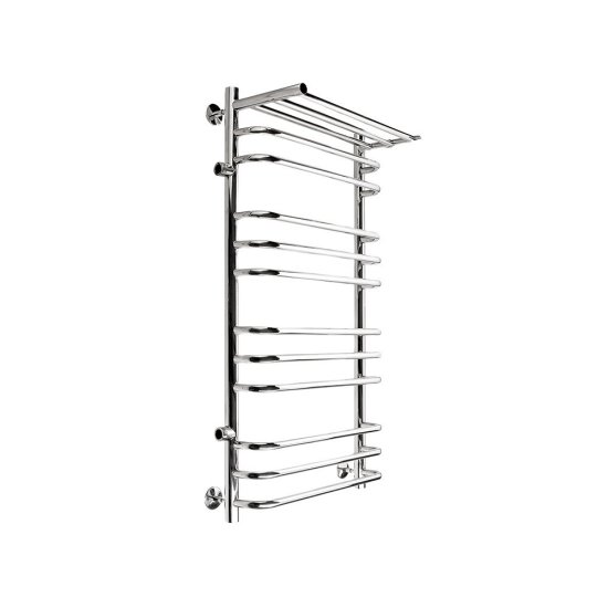 Полотенцесушитель водяной Indigo Brace 1000х500 мм лесенка с боковым подключением 600 мм слева с полкой хром