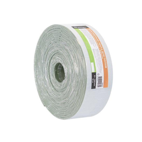 Лента демпферная кромочная для полов КМ Эксперт самоклеящаяся с фартуком 6х100 мм 12 м