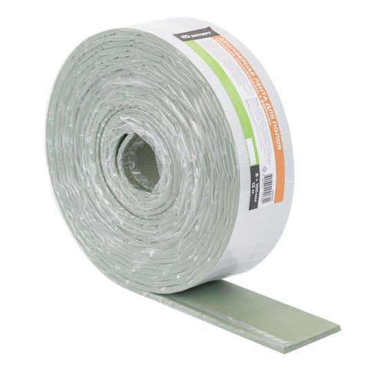 Лента демпферная кромочная для полов КМ Эксперт самоклеящаяся с фартуком 6х100 мм 12 м