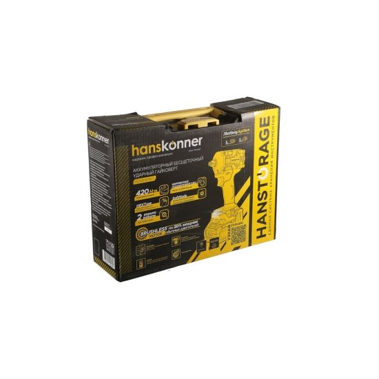 Гайковерт ударный аккумуляторный бесщеточный Hanskonner Platinum HCD20420BLC 18 В 4 Ач Li-Ion 1 АКБ и ЗУ