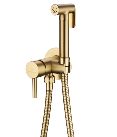 Смеситель встраиваемый с гигиеническим душем Grocenberg GB001MG Матовое золото