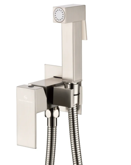 Смеситель встраиваемый с гигиеническим душем Grocenberg GB002 Никель