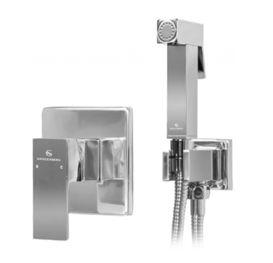 Смеситель встраиваемый с гигиеническим душем Grocenberg GB1001 Хром