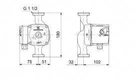 Насос циркуляционный Grundfos UPS 25-60 180 с гайками