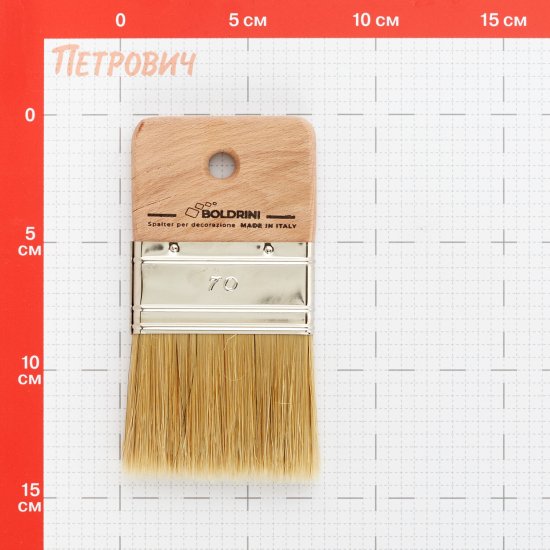 Мини-кисть плоская натуральная щетина деревянная ручка Boldrini 70х15 мм для всех типов ЛКМ на любой основе