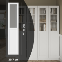 Дверь для шкафа Буккер 1 рифленое стекло 39.7x193.8x1.6 см ДСП правая цвет белый