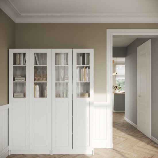 Дверь для шкафа Буккер 1 рифленое стекло 39.7x193.8x1.6 см ДСП правая цвет белый