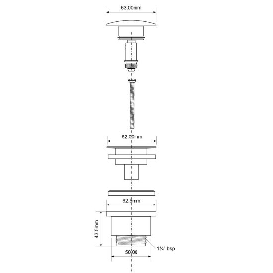 Донный клапан McAlpine клик-клак 1 1/4 белый (BCWP60-MWH)