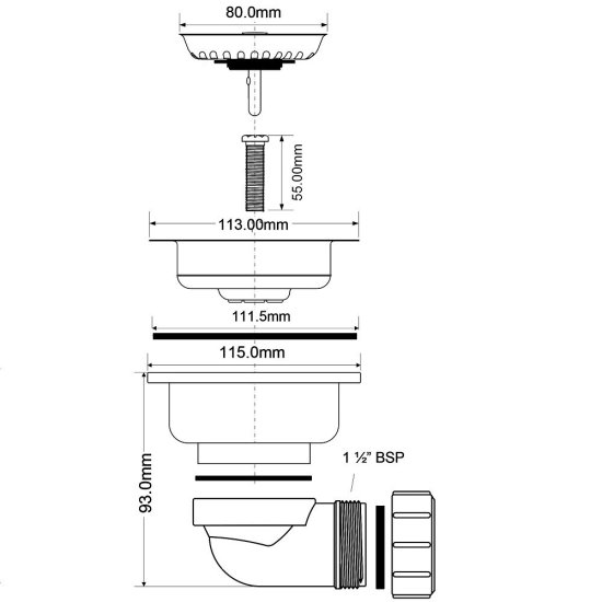 Выпуск для мойки McAlpine 3 1/2 хром (MRSKW7E)
