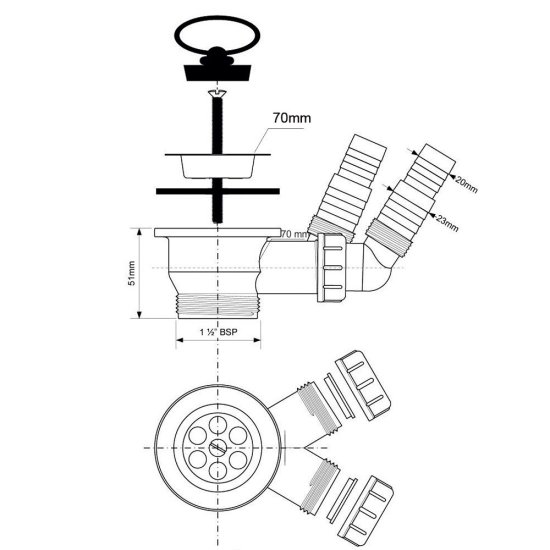 Выпуск для мойки McAlpine 1 1/2 хром (MRSKW2-WM)