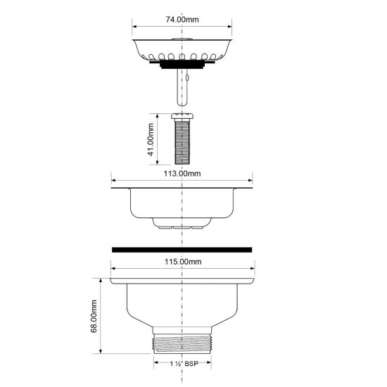 Выпуск для мойки McAlpine 3 1/2 черный матовый (MRSKW7-MLB)