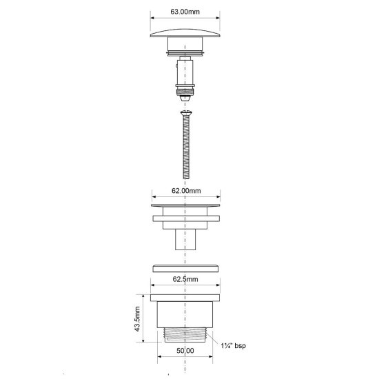 Донный клапан McAlpine клик-клак 1 1/4 черный (BCWP60-MBL)