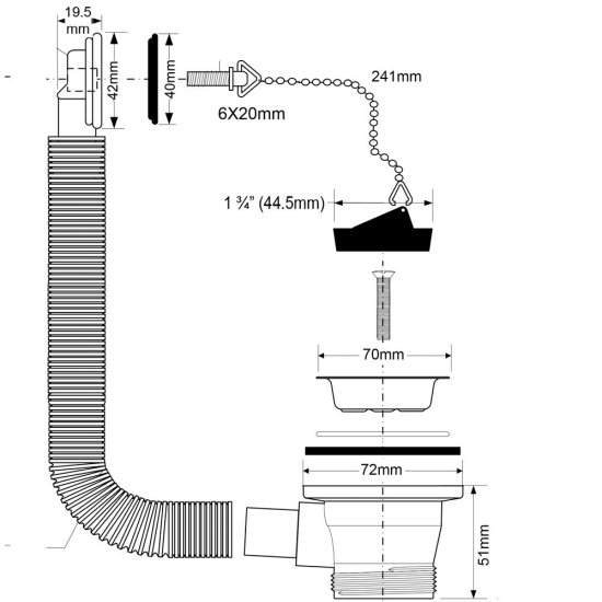 Выпуск для мойки McAlpine 1 1/2 с переливом хром (OR2-70)