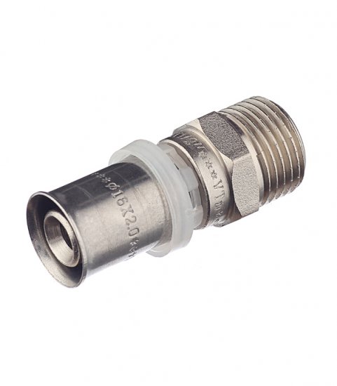 Соединитель прямой VALTEC (VTm.201.N.001604) 16(пресс) х 1/2 НР(ш)