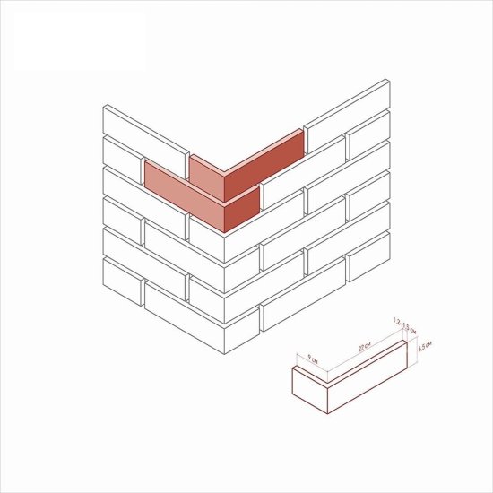 Искусственный камень угловой White Hills Лондон Брик микс (32 шт.=2,46 пог.м)