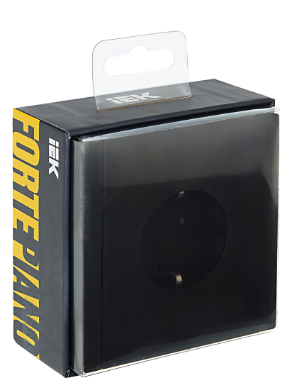 Розетка встраиваемая IEK Forte&Piano с заземлением со шторками 250 В цвет черный