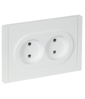 Розетка встраиваемая двойная IEK Forte&Piano без заземления цвет белый