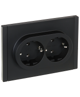 Розетка встраиваемая двойная IEK Forte&Piano с заземлением цвет черный
