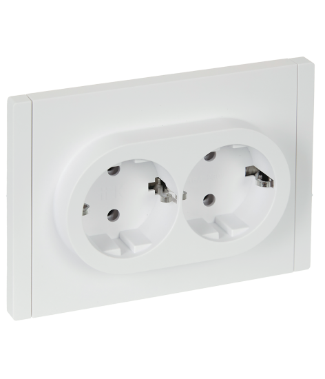 Розетка встраиваемая двойная IEK Forte&Piano с заземлением цвет белый