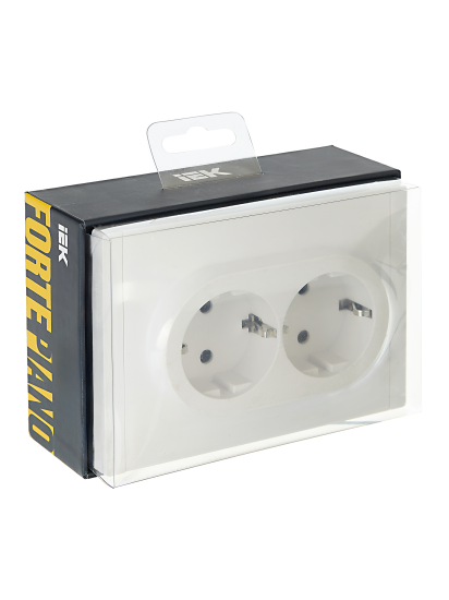 Розетка встраиваемая двойная IEK Forte&Piano с заземлением цвет белый