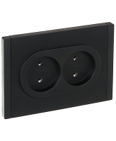 Розетка встраиваемая двойная IEK Forte&Piano без заземления цвет черный